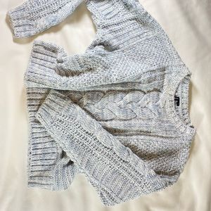 Free people cable knit M sweater white and gray